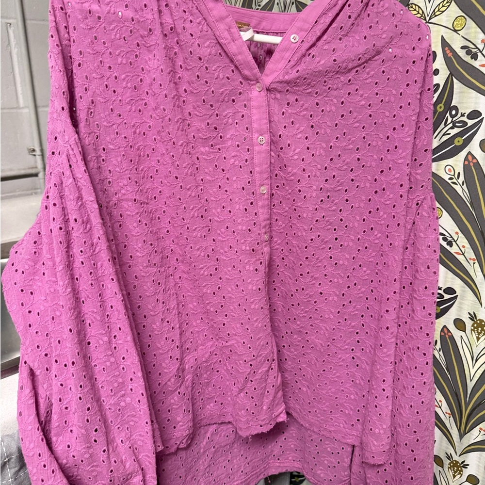 Free People Purple Eyelet Blouse